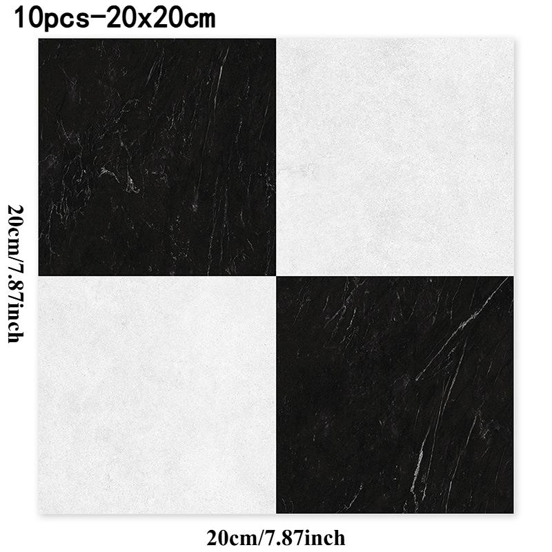 

10pcs Self Adhesive Marble Floor Sticker Thick Waterproof Slip Resistant Bathroom Floor Renovation Wall Tile Decal