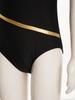 Girls Gymnastics Leotard: Metallic Striped Sheer Mesh Patchwork Keyhole Back Sleeveless Bodysuit for Dance Performance