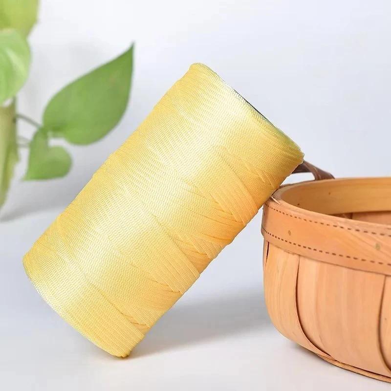 250g/Roll 2.5mm Ice Silk Thread Summer Crochet Yarn for DIY Knitting Bag Shoes Flat Hollow Yarn Hand-knitted Thread Supplies