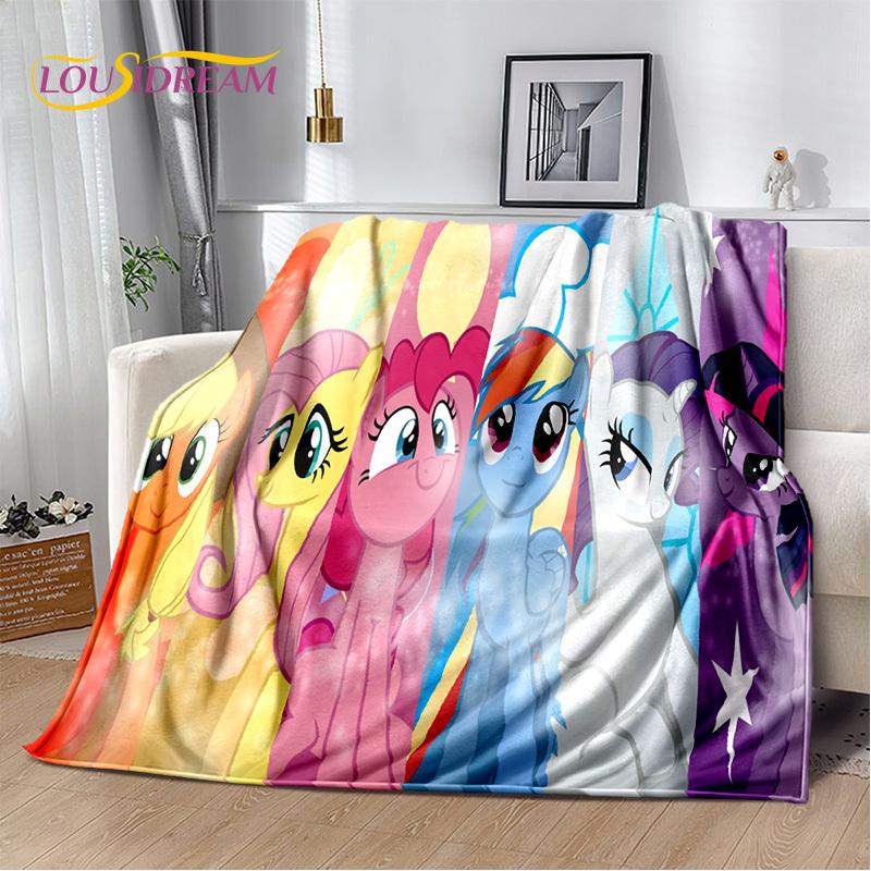 Cute 3D P-Pony Cartoon Unicorn Soft Plush Blanket,Flannel Blanket Throw Blanket for Living Room Bedroom Bed Sofa Picnic Kid Gift