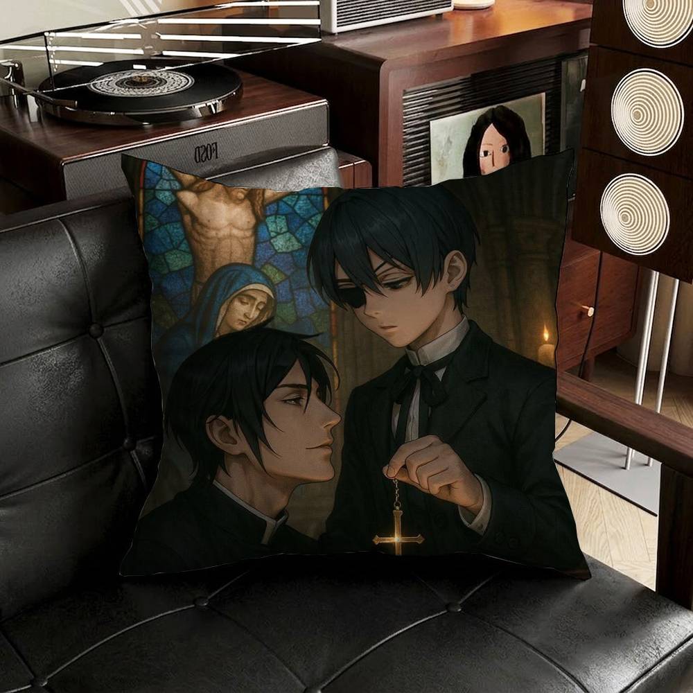 Anime Black Butler horror pillowcase casual style decoration suitable for home decoration (excluding pillow core)