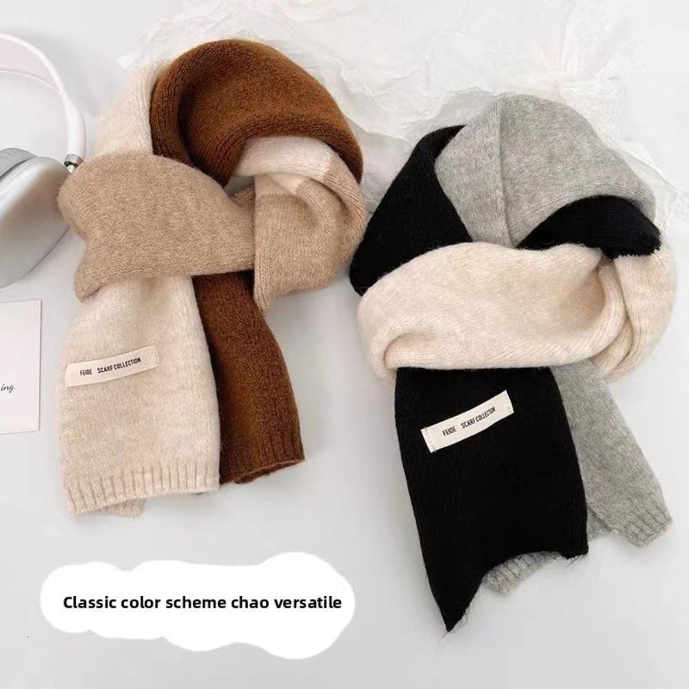 Woolen Cashmere Shawl Neckwarmer Winter Neck Scarf Fashion Patchwork Color Scarf  Outdoor