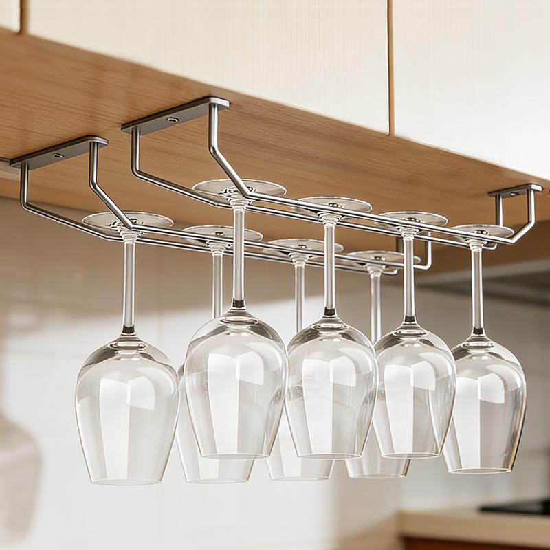Carbon Steel Goblet Cup Hanger Easy Install Hanging Wine Glass Rack 27cm 34cm for Home Bar Kitchen Organization