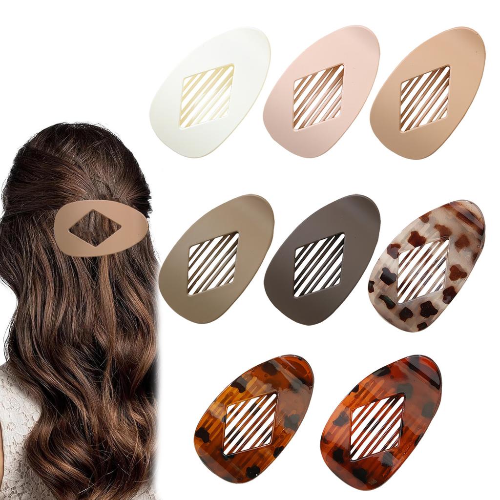 Diamond-shaped Flat Oval Hairpin, Duckbill Hairpin for Back of Head Bun, Elegant Shark Hairpin