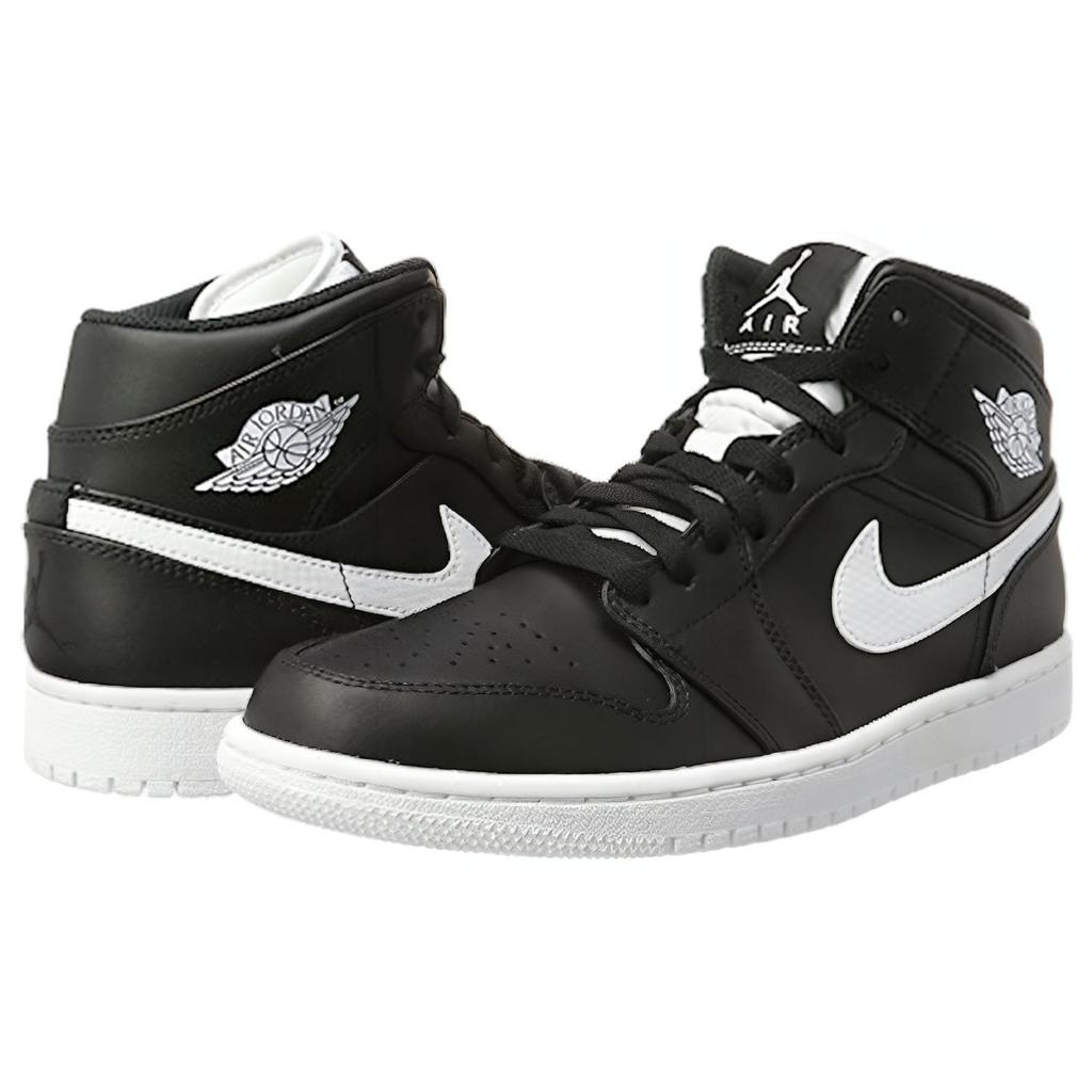 Air Jordan 1 Retro Mid 'Black White' Men's 554724-038
