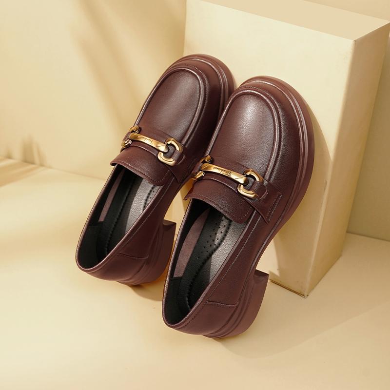 Модные лоферы AIYUQI для женщин 2025 из натуральной кожи, весенняя обувь для женщин, повседневная женская обувь в британском стиле, слипоны 41