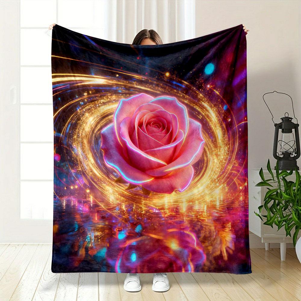 Dreamy and Gorgeous Flowers Print Warm Comfortable Blanket Home Travel Camping RV for Adults and Kids Luxury Gifts