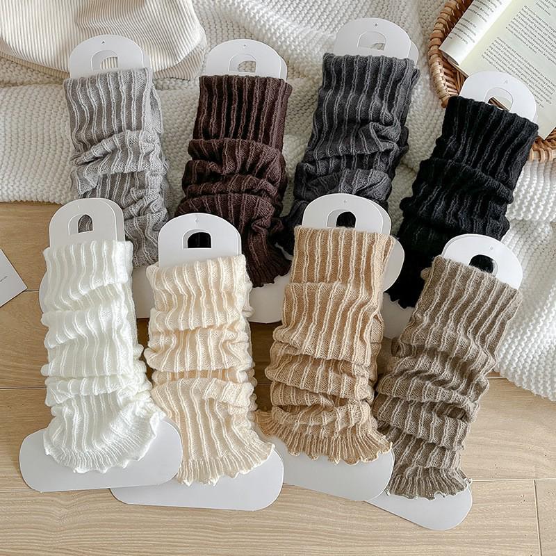 Zhuji Knit Lolita Leg Warmers: Pure Color Long Calf Socks for Autumn/Winter