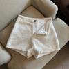 Short taille haute en tweed pour femme automne et hiver, pantalon décontracté à petit tempérament