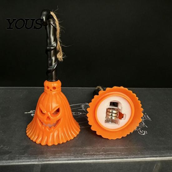 Halloween Lighted Decor Pumpkin Broom Light, Hanging LED Witch Lamp, Decoration Light Spooky Decorative for Holiday Party Ornament