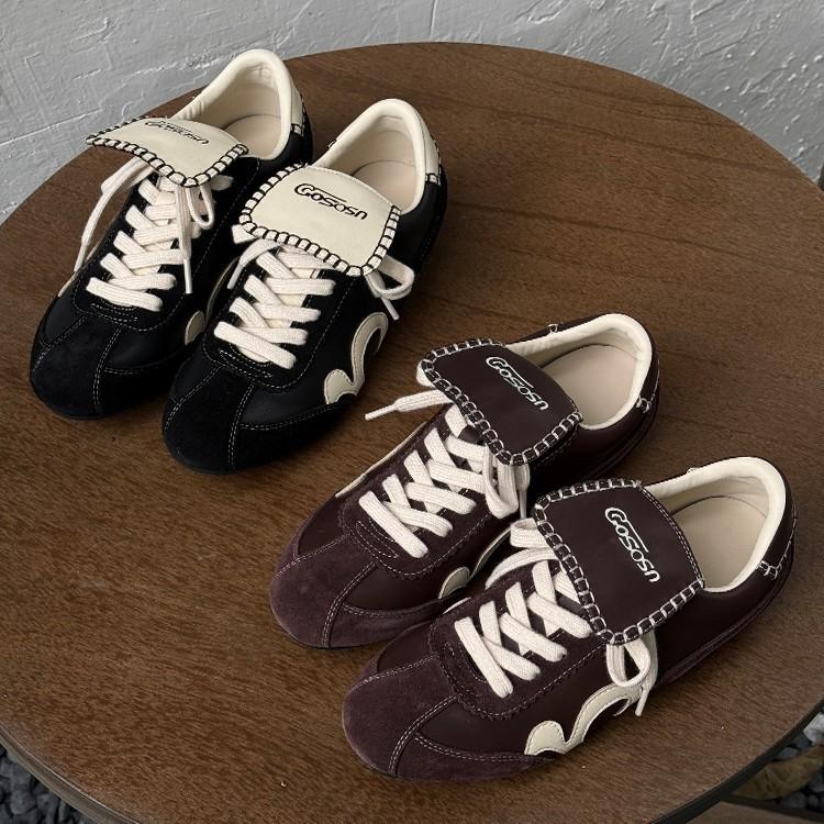 Sheepskin Version! Retro Flip German Training Shoes Women's 2025 New Inner Height Increase Round Head Casual Shoes Forrest Gump Shoes Sports Shoes