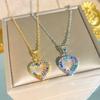Women Colorful Full Zircon Heart Shaped Titanium Steel Clavicle Necklace