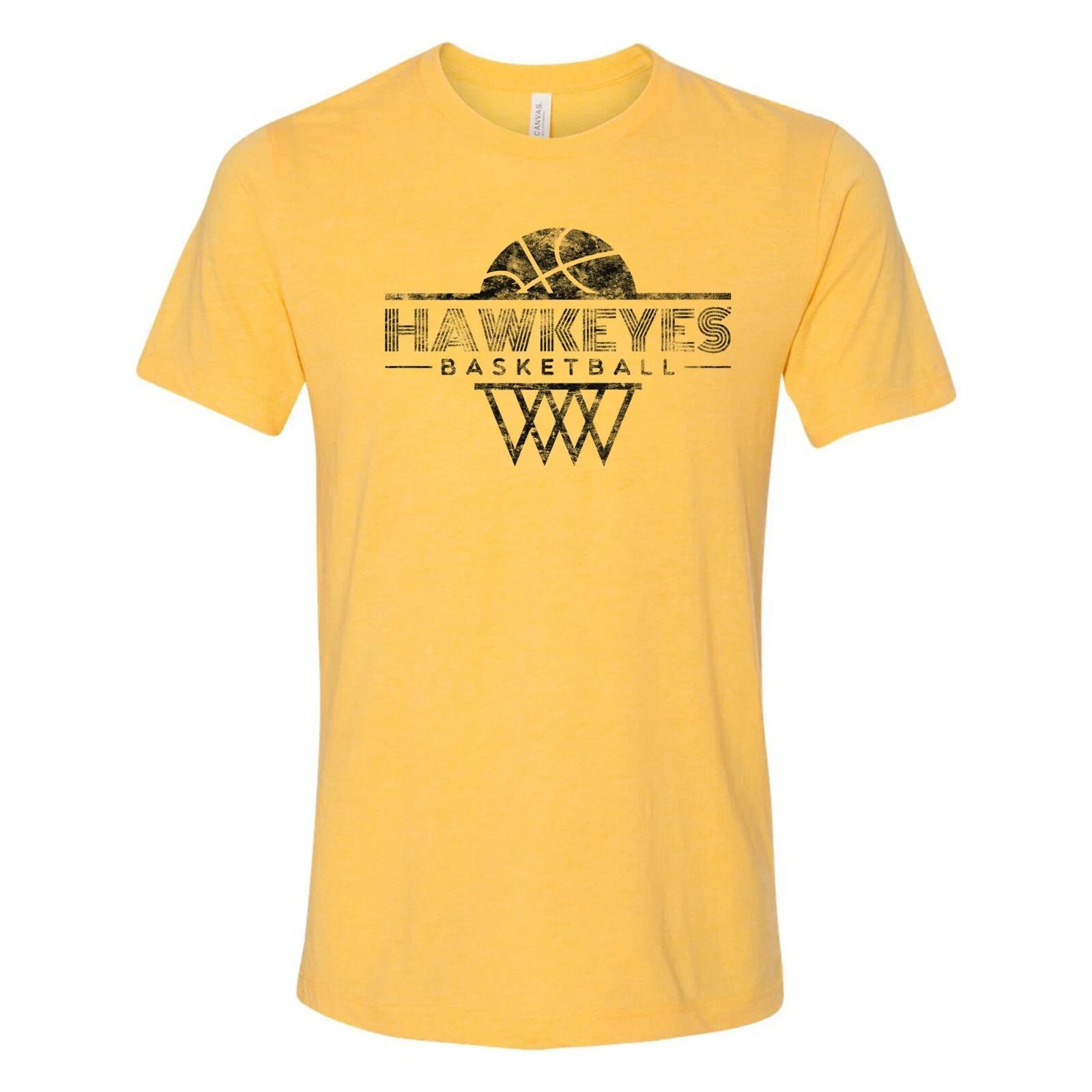 Iowa Hawkeyes Oblique Basketball Canvas Triblend T Shirt - Heather Yellow Gold M