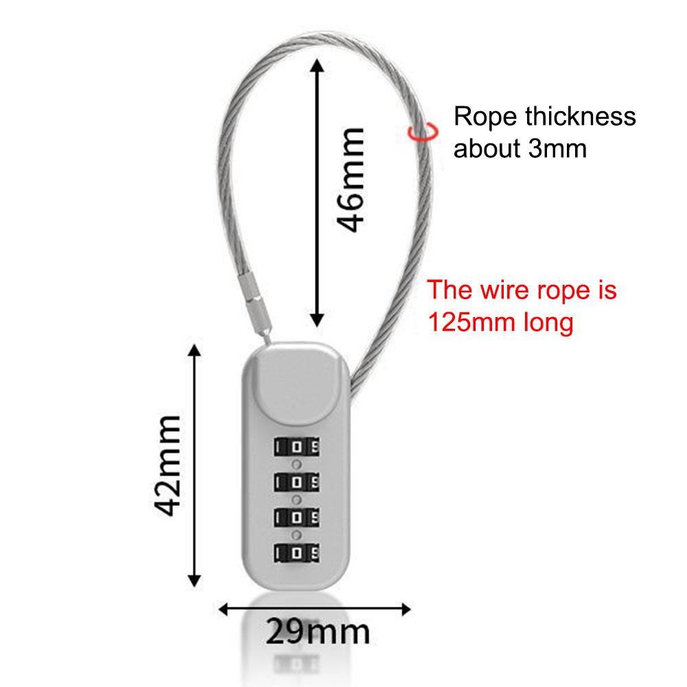 4 Digit Combination Padlock Anti-Theft Password Padlock Cabinet Steel Cable Password Lock Outdoor Travel Luggage Security Lock