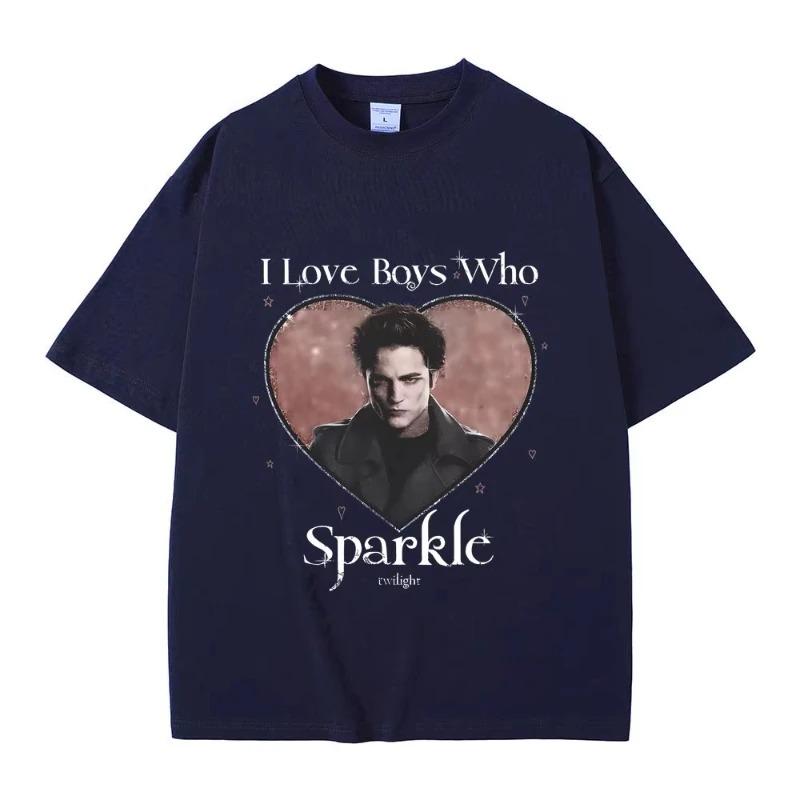 Twilight Movie I Love Sparkly Boys Robert Pattinson Edward Cullen Graphic TShirt Unisex Vintage WOMEN And Unisex Tshirts S