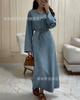 European And American New Elegant Solid Color Sexy Waist Fashion Princess Sleeve Medium And Long Dress