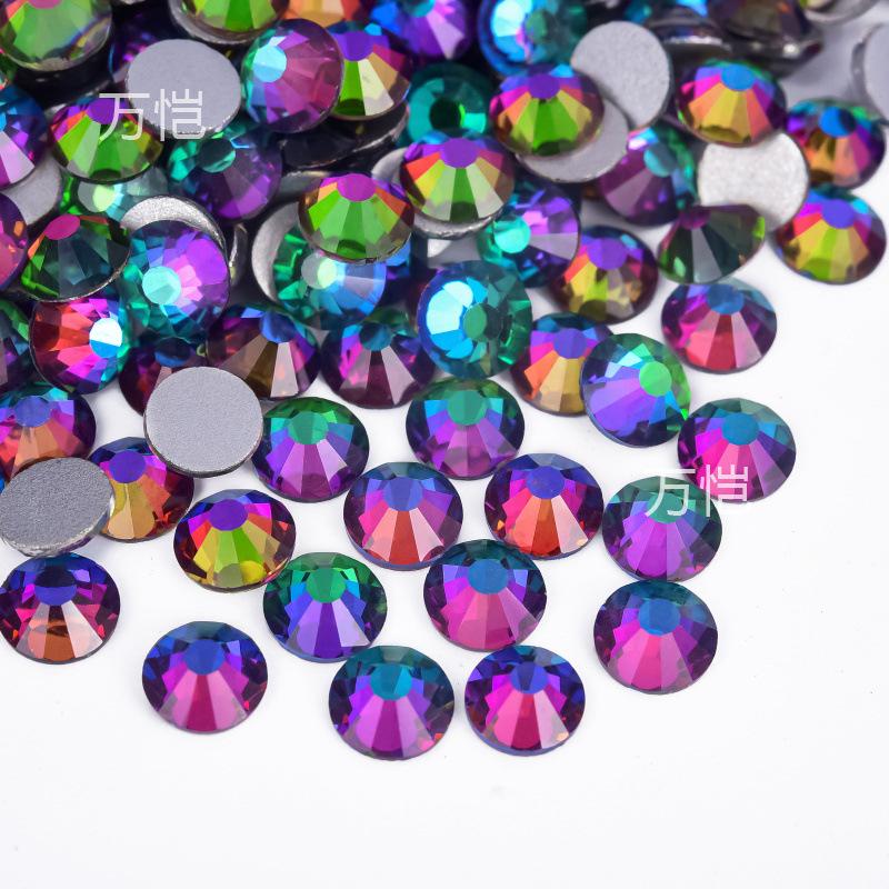 Grüner Diamant-Nagelbohrer mit flachem Boden, Glaskristall mit silbernem Boden, Handyhüllen-Zubehör, Aufkleber, Diamant, DIY-Strass-Schmuckzubehör