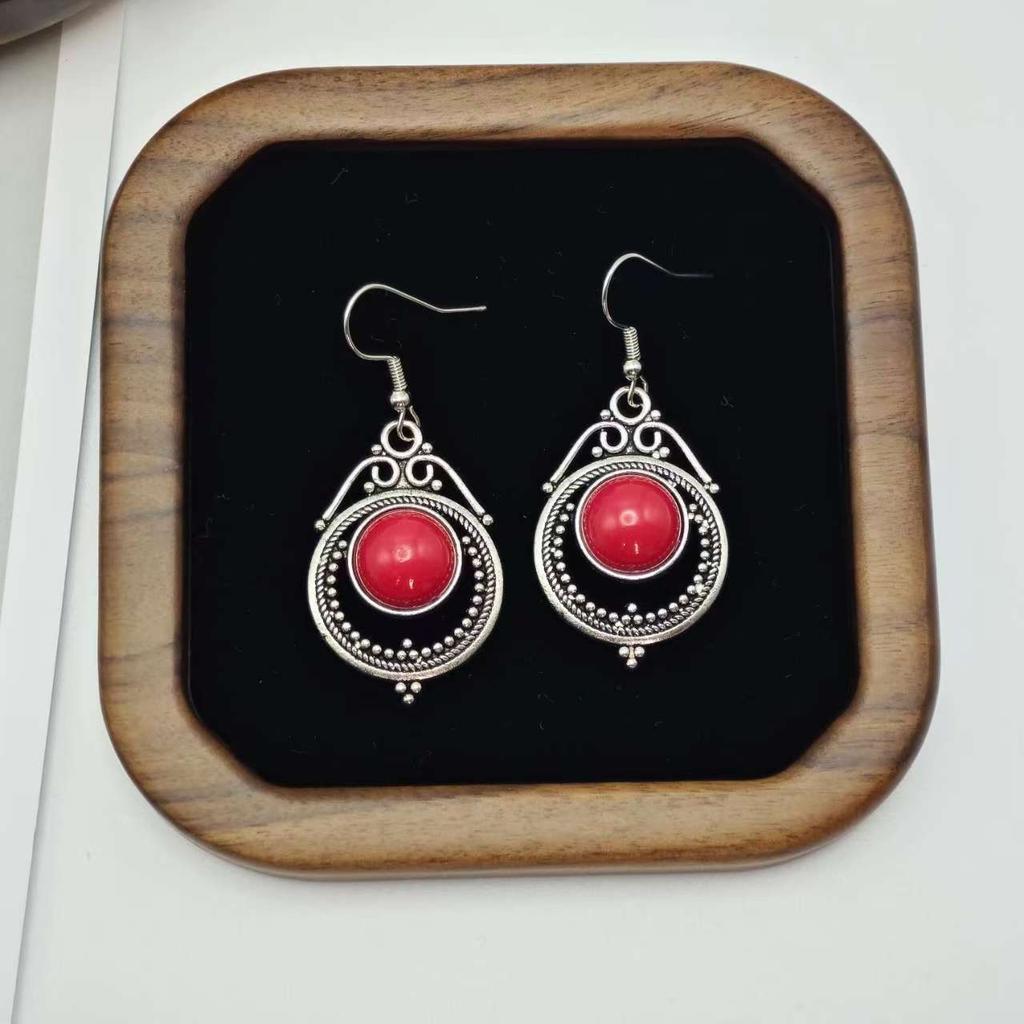 Bohemian Pop Round Vintage Long Earrings Fashion Creative Bells Turquoise Black Earrings Women
