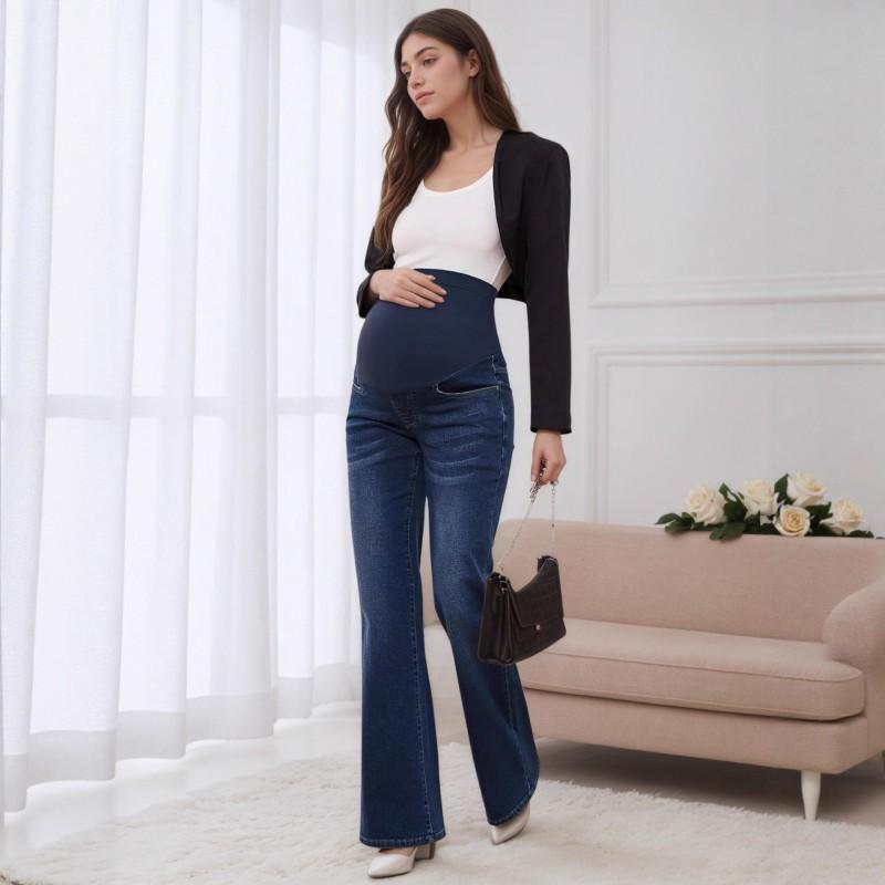 Maternity Jeans Flare Pants Slim Fit High Waist Stretch Casual Daily Wear