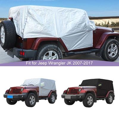 Vodotesná krycia plachta na auto do každého počasia s koženou slnečnou clonou na čelné sklo, vhodná pre Jeep Wrangler JK JL 2-dverová verzia, vonkajšie príslušenstvo