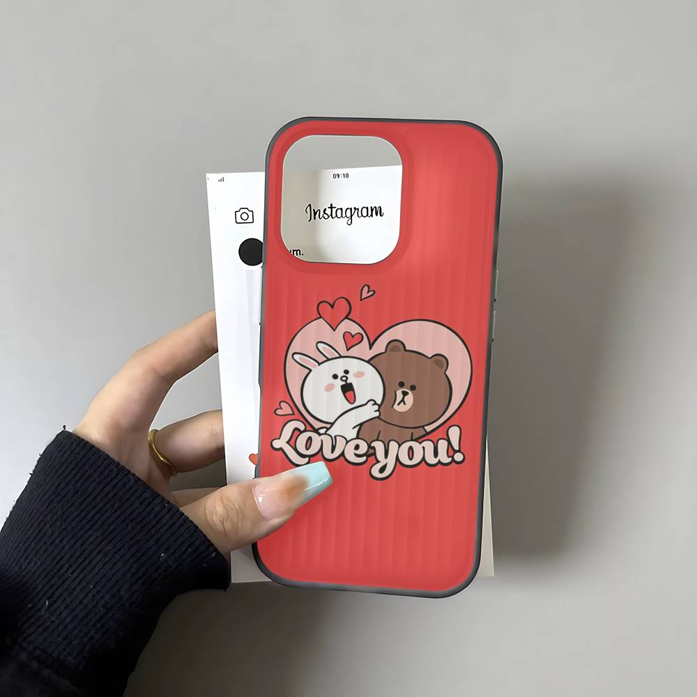 Cartoon Cute C-Cony B-Brown Phone Case For IPhone 17 16 15 14 13 12 11 Pro Max Plus Corrugated Bumper Back Cover Shell