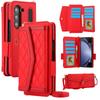 For Samsung Galaxy Z Fold5 5G Case Quilted Design PU Leather Wallet Phone Cover with Shoulder Strap