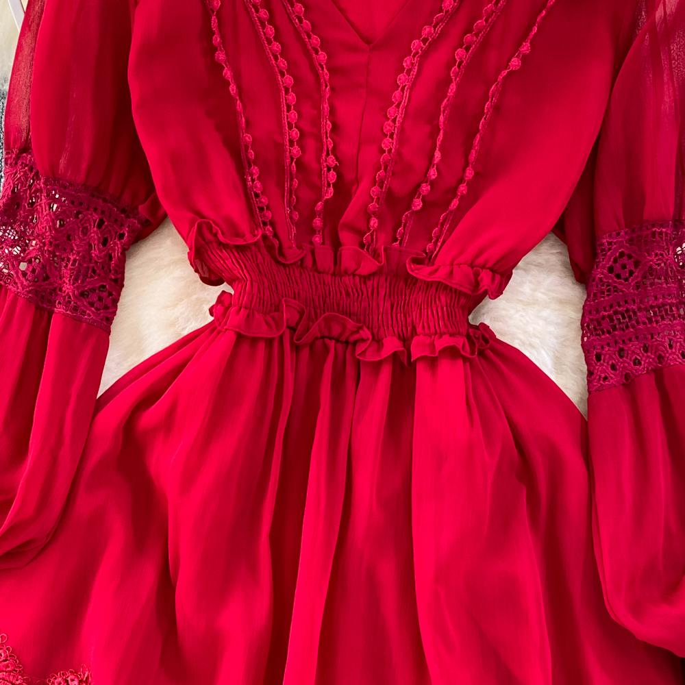 Новое повседневное весенне-летнее однотонное тонкое полное женское платье трапециевидной — фото 9