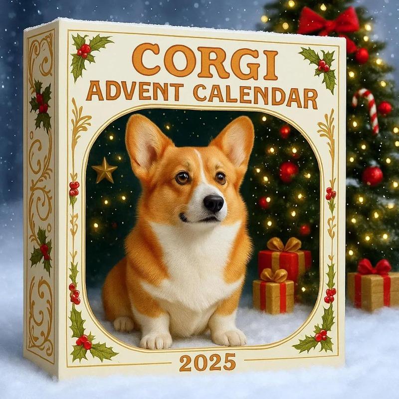 Corgi Advent Calendar 2025, 24 Days Countdown with Cute Corgi Mini Ornaments, Dog-Themed Christmas Decoration Set for Home Décor, Collectors