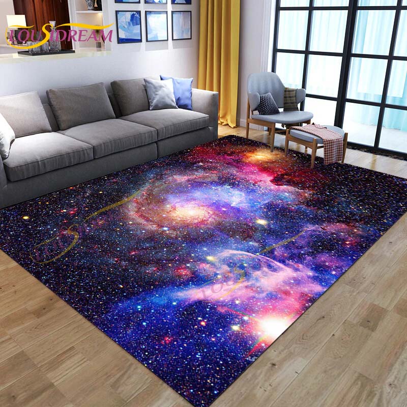 3D Colored Space Mat Galaxy Rug Starry Sky Carpet for Living Room Bedroomt Sofa Planet Rug Nursery Play Rug Floor Mat Home Decor