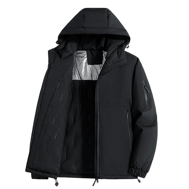 

New Winter Cotton-padded Clothes Men s Large Size Loose Casual Cotton-padded Clothes Trendy Hooded Sports Bread Clothes Graphene 4XL чорний