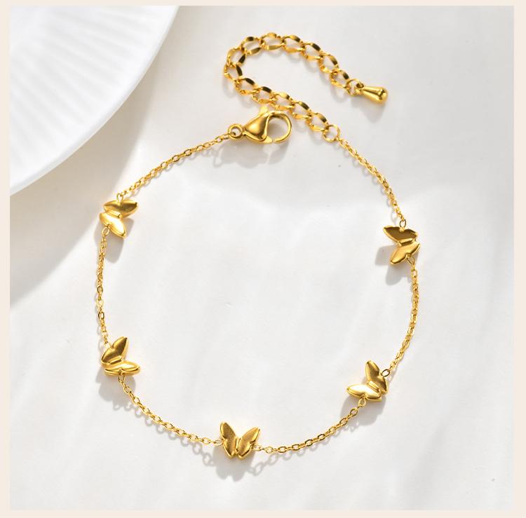 Edelstahl Schmetterling Charm Armband für Damen Zierlich Anlaufgeschützt Wasserdicht Schmuck