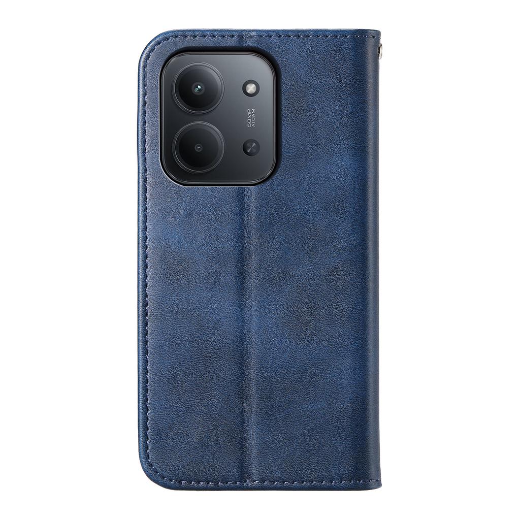For Xiaomi Redmi 15C 4G (Global) (171mm)/Poco C85 4G Case Calf Texture PU Leather Wallet Phone Cover with Wrist Strap