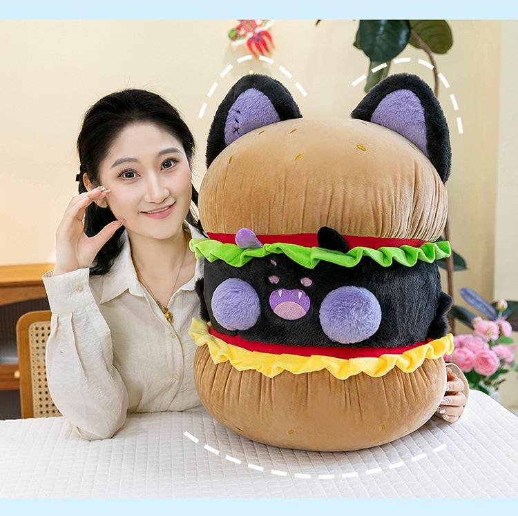 Adorable Dudu Cat Hamburger Plush Toy - Creative Cat Doll Children's Companion Gift