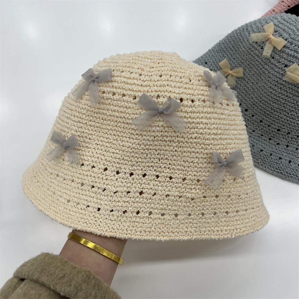 Kleiner Schleife Bucket Hat Damen Sommer süß vielseitig schlichter Hut hoher Sinn Feen-Aura Bucket Hat Beckenhut
