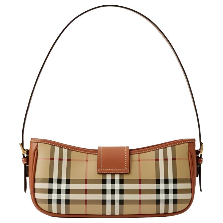 Burberry Sling Adjustable Shoulder Strap Checkered Polyurethane Tote Bag Women Shoulder Bag Classic-Beige Heather-Brown 80705631