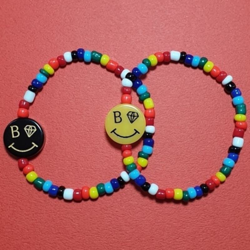 BONBEAU Rainbow smile coin beads bracelet