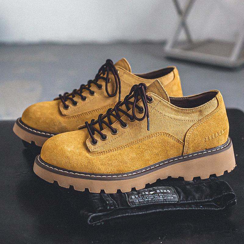 Tooling Shoes Men's New Beef Anti-velvet Round Head Platform Short Boots Men's Light Wear Retro Casual Shoes