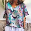 Damen T-Shirts Vogel Grafik 3D Druck T-Shirt Sommer V-Ausschnitt Kurzarm Tees Top Lässig Harajuku Oversized Tee Damenbekleidung