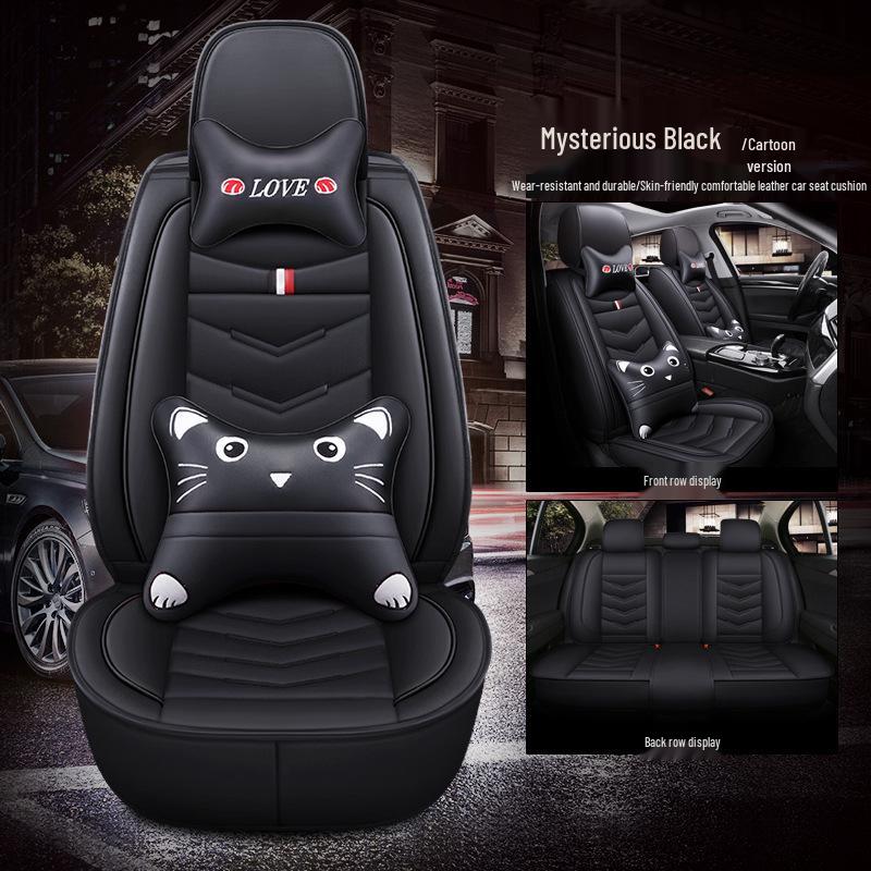 Universal Full Leather Breathable Car Seat Covers - Wear-Resistant, Full Surround, and Fits Five-Seat Interiors