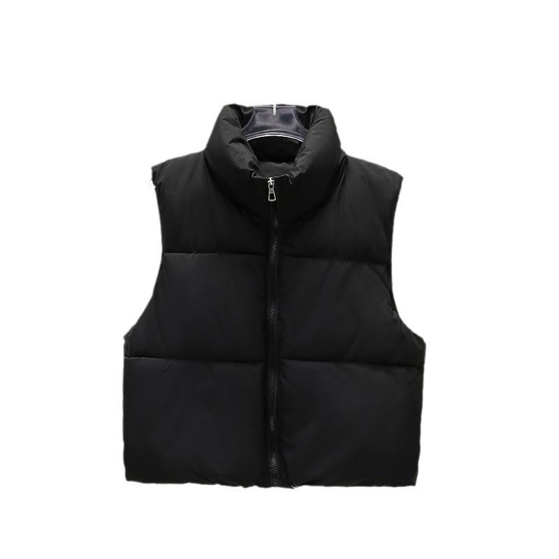 Autumn and winter new fashion trend solid color simple and versatile commuter padded vest warm cotton jacket