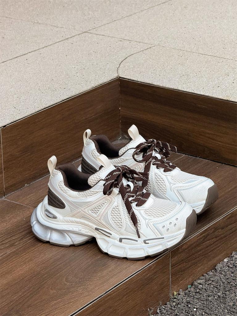 European Leather Dad Shoes Women's 2025 Autumn New Mijia Retro Versatile Thick-soled Heightening Casual Shoes Sports Shoes