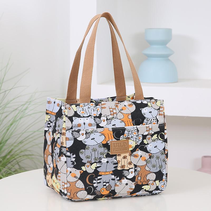 Новая холщовая модная и легкая сумка, для ношения в руке на работу, для еды, сумка для обеда, слой теплоизоляции из алюминиевой фольги, сумка-ланчбокс