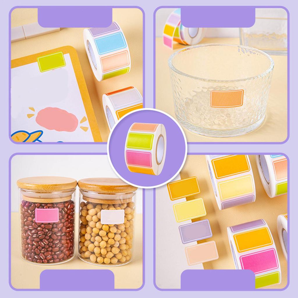 Colored Labels Stickers 500Pcs/set Handwritten Name Sticky Notes Rectangle Moving Labels Adhesive Solid Colors Tags