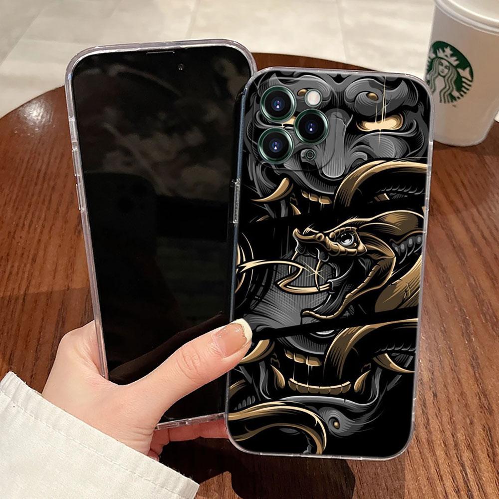 Samurai Ghost Hannya Ukiyo-E Mask Tattoo Case For Apple iPhone 17 16 15 14 13 12 11 Pro Max 16 Plus 16E 17Air 17Pro Phone Covers