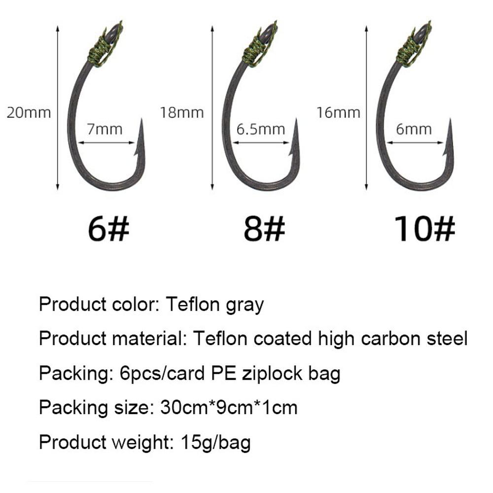 6# 8#10# Fish Hook Anti-entanglement Fixture Bait Soft Bait Wear Fake String Barbed Hook Fishing Hook Fishing Tackle