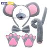 Mouse Costume Set Ears Headband Nose Tail and Bow Tie Animal Fancy Dress Kit Party Accessories Halloween Birthday