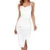 Summer Velvet Slip Dress With Pleated Design For Elegant Evening Wear