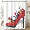 Luxury Heels Makeup Shower Curtain With Sequins Fashion Bathroom Decor For Women'S Cosmetics Display Ideas