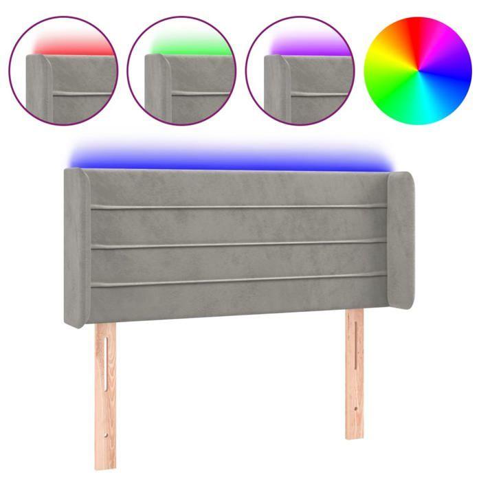 VidaXL Tête de Lit à LED Meuble de Chambre à Coucher Accessoire de Lit Simple Tête de Cadre de Lit Intérieur Gris Clair 3123412