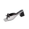 French Polka Dot Bow, One Line Temperament, Coarse Heel, Cool Slippers